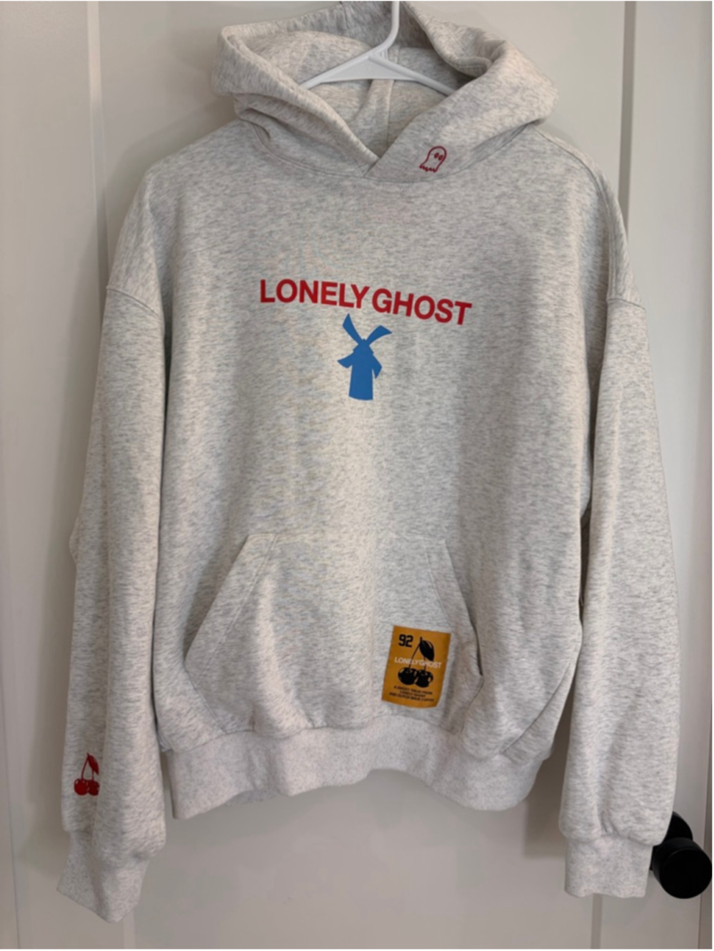 Lonely Ghost x Dutch Bros Collab Heather Gray Hoodie Size Small EUC